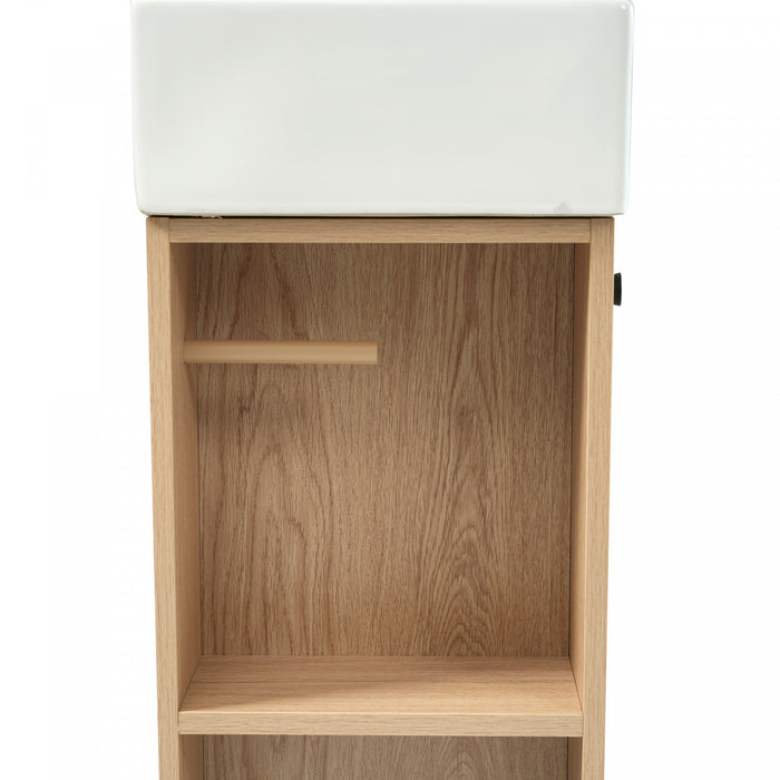 Serena Modern 21.6 Inch Bathroom Vanity with Ceramic Sink and Multi Storage, Brown