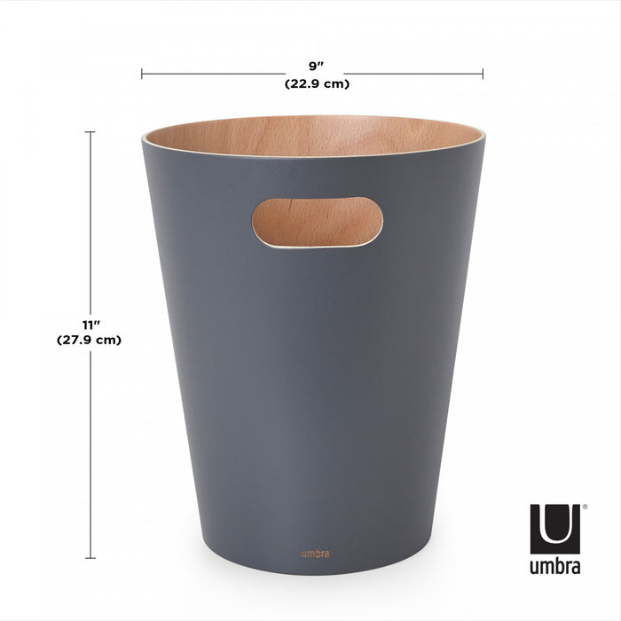 Umbra Woodrow Garbage Bin Trash Can - Charcoal