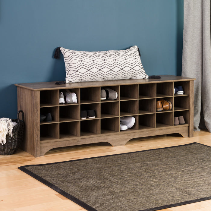 Twenty-Four Pair Shoe Storage Cubby Bench - Drifted Grey