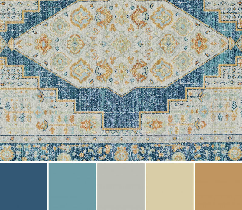 Kinsley Traditional 2'7\" x 8'0\" Runner Rug in Blue Indoor Area Rug