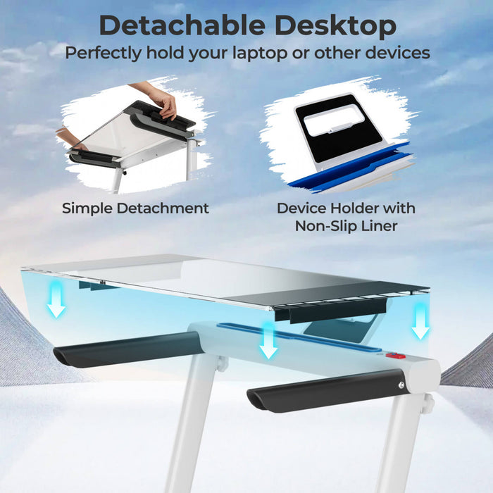 Goplus 2.25hp 3-in-1 Folding Treadmill W/table Speaker Remote Home Office White