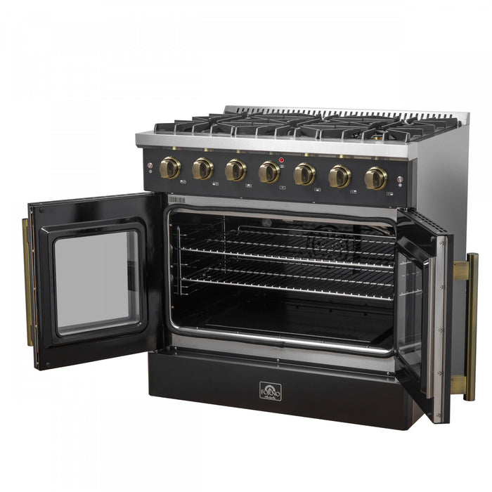 Forno Galiano 36\" Black Gas Range, 4.32 cu.ft- FFSGS6444-30BLK