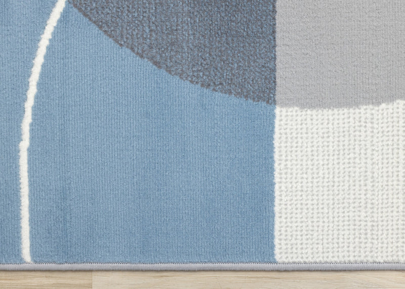 Forte Blue Grey White Half-Circles Geometric Area Rug - 5'3\" x 7'5\"