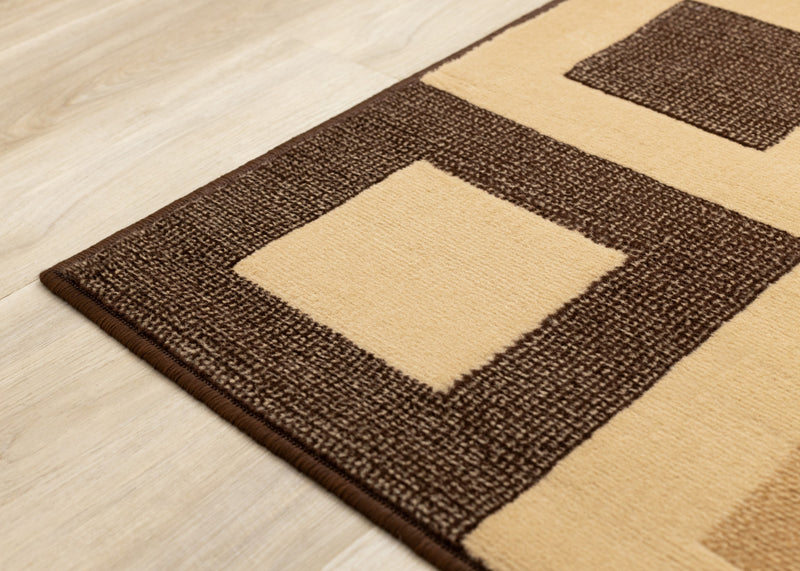 Florence Brown Beige Layered Squares Rug, 5'3\" x 7'5\" Indoor Area Rug