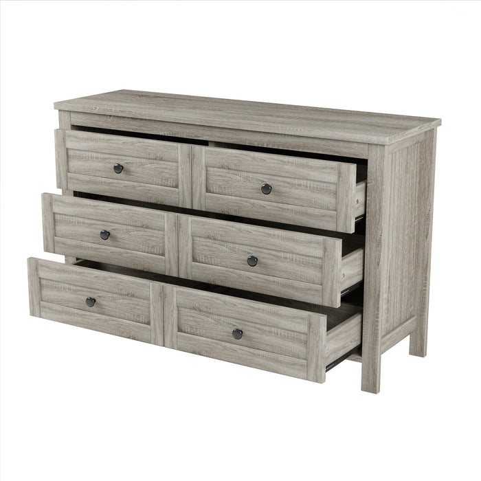 Madison Bedroom Set Farmhouse Platform Bed with Storage and Charging Station,Queen Size，Grey Queen Bed