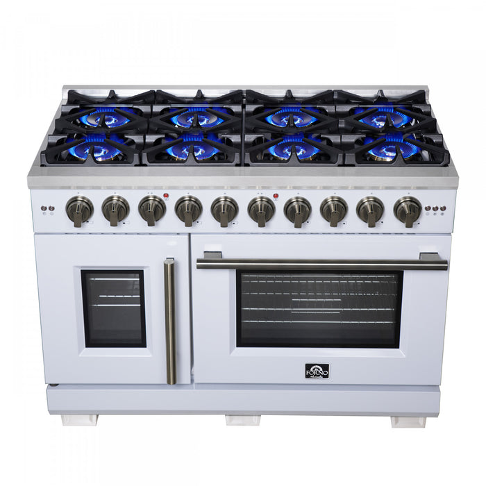 Forno Capriasca 48\" White Gas Range 6.58 cu.ft -FFSGS6460-48WHT