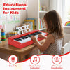 Costway 30 Keys Kids Piano Keyboard with Removable Music Stand, One-key Start Function Red