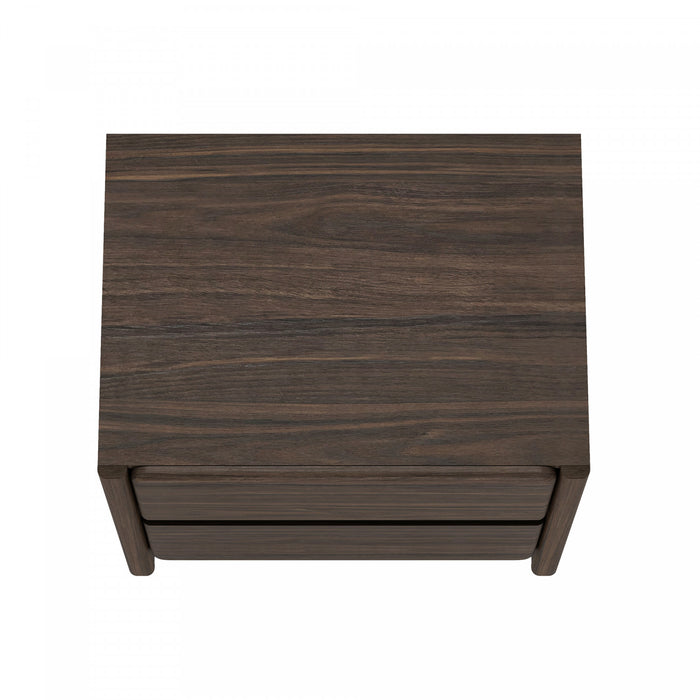 Linda Modern 24\" Nightstand in Walnut Brown (2-Drawer) - Set of 2