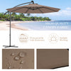 Costway 10' Hanging Solar LED Umbrella Patio Sun Shade Offset Market W/ Base Tan