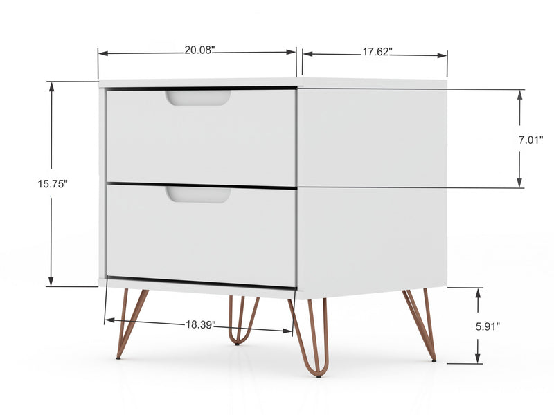 Rockefeller Mid-Century Modern 2-Piece Dresser Set in White
