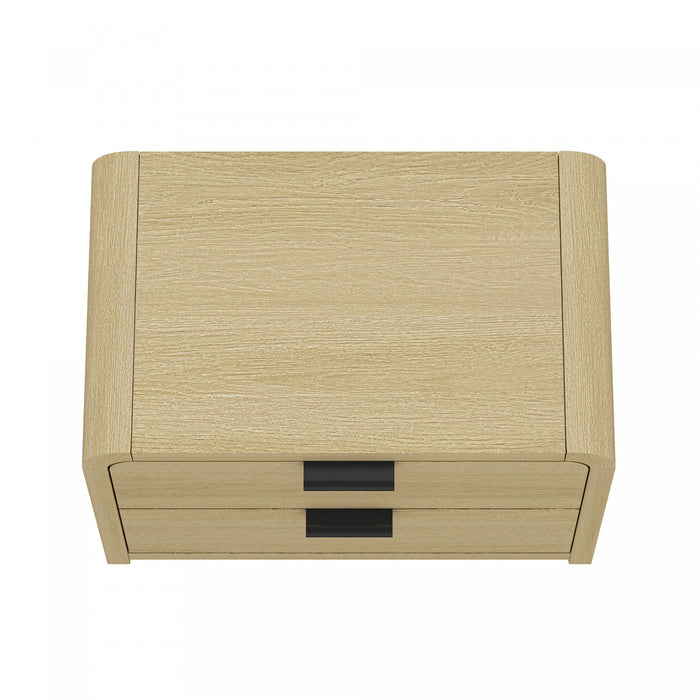 Grace Modern 28\" Nightstand in Natural Oak and Black (2-Drawer) - Set of 2