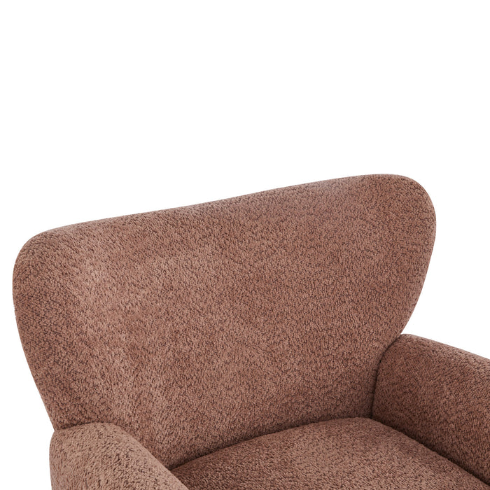 Wingate Cozy Wingback Armchair with Premium Fabric and Solid Wood Legs, Coral, Teak