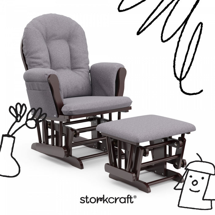 Storkcraft Hoop Glider and Ottoman - Espresso/Gray Swirl