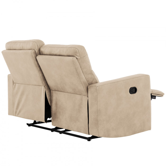 Denton 57 in. Faux Leather Manual Reclining Loveseat - Taupe