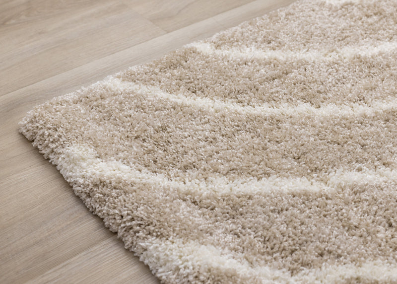 Fairmont Taupe Cream Curved Lines Rug, 6'7\" x 9'6\" Indoor Area Rug