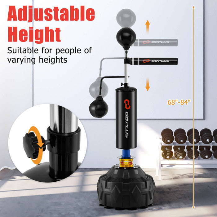 Goplus Boxing Speed Trainer Freestanding Fillable 360° Spinning Bar Adjustable Height