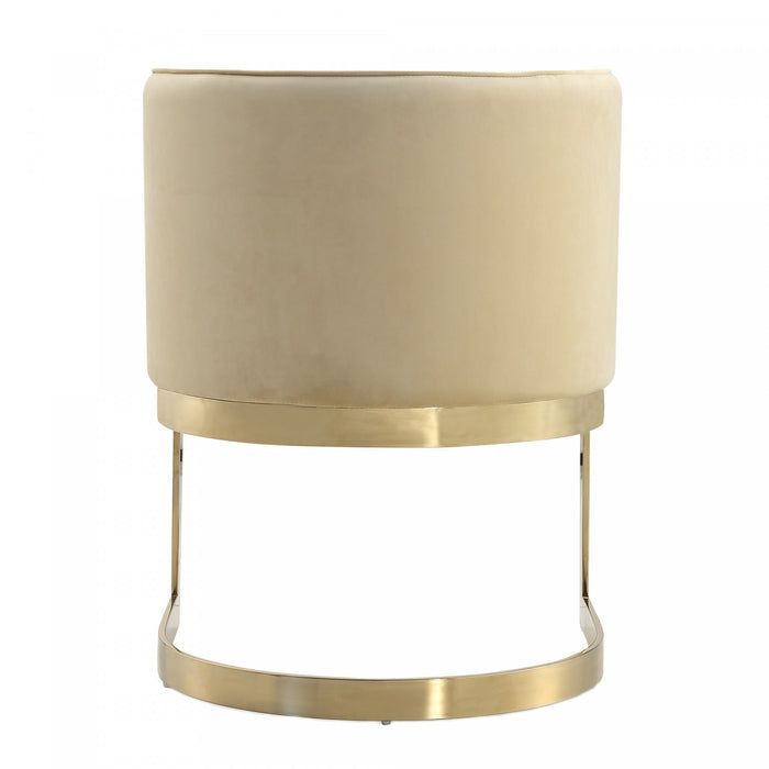 Aura Modern Velvet Metal Dining Chair in Sand - Set of 2