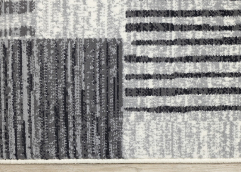 Forte White Grey Black Modern Striped Patches Area Rug - 5'3\" x 7'5\"
