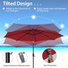 Costway 10 FT 112 LED Solar-Lighted Patio Table Market Umbrella Crank Tilt Outdoor Wine