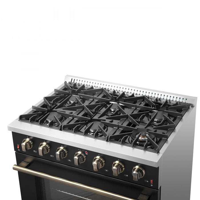 Forno Galiano 36-inch Gas Range in Black, 5.36 cu.ft. - FFSGS6244-36WHT