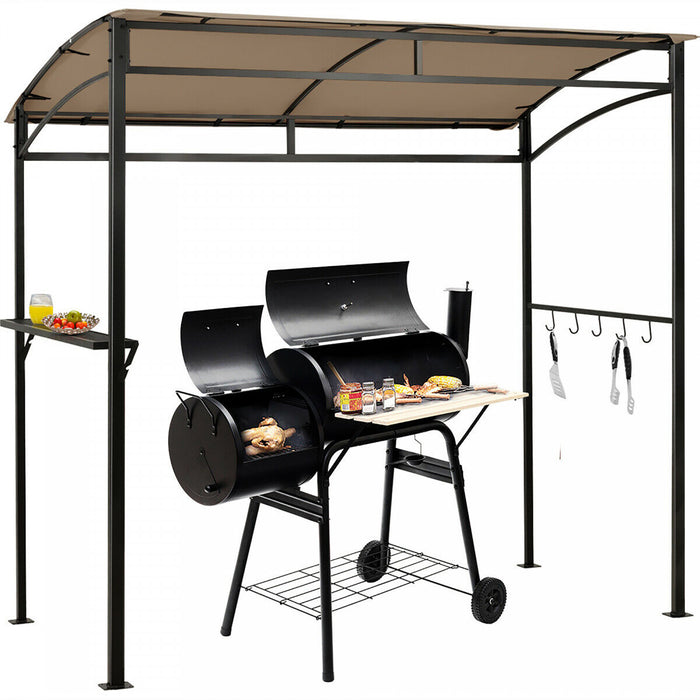 7'x4.5' Grill Gazebo Outdoor Patio Garden Bbq Canopy Shelter Storage Hook Brown