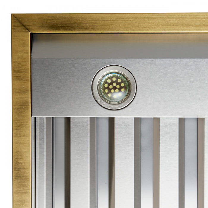 Forno Vittorio 48-Inch Wall Mount Range Hood, White with Antique Brass Trim-FRHWM5078-48BLK