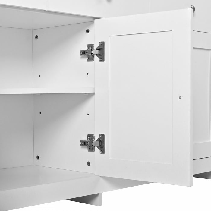 Grace 55.1\" Rustic Wood Buffet Cabinet with Doors and Drawers,White Accent Cabinet