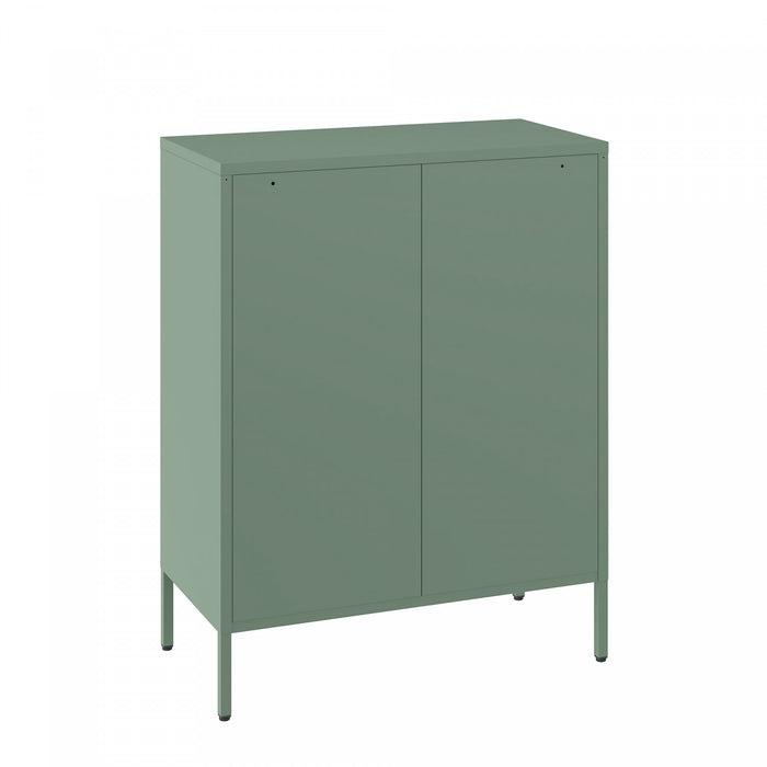 Amelia Modern 32\" Metal Accent Cabinet in Sage Green