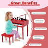 Costway 30-Key Classic Baby Grand Piano Toddler Toy Wood with Bench & Music Rack Red