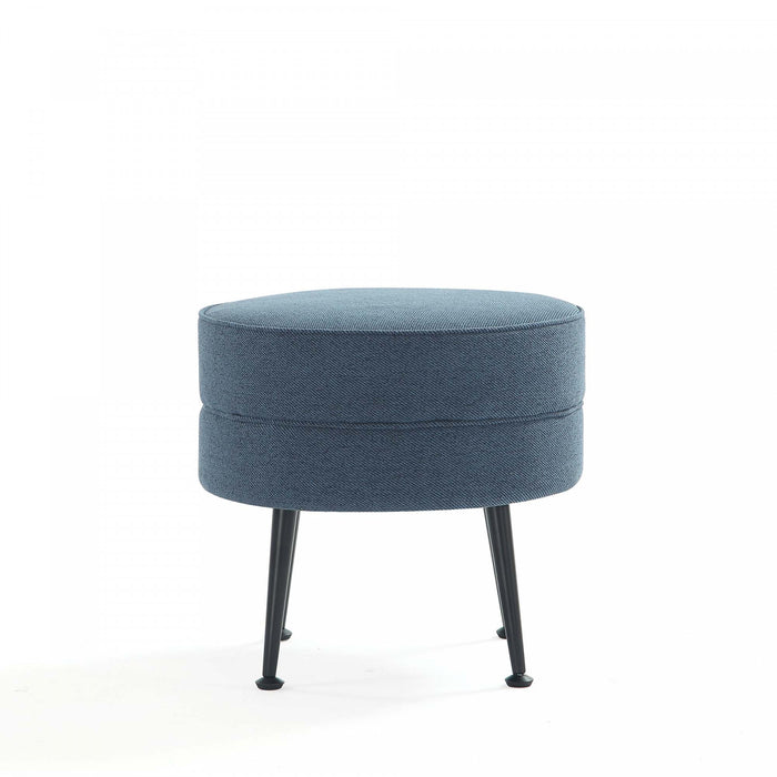 Bailey Mid-Century Modern Upholstered Accent Ottoman in Blue