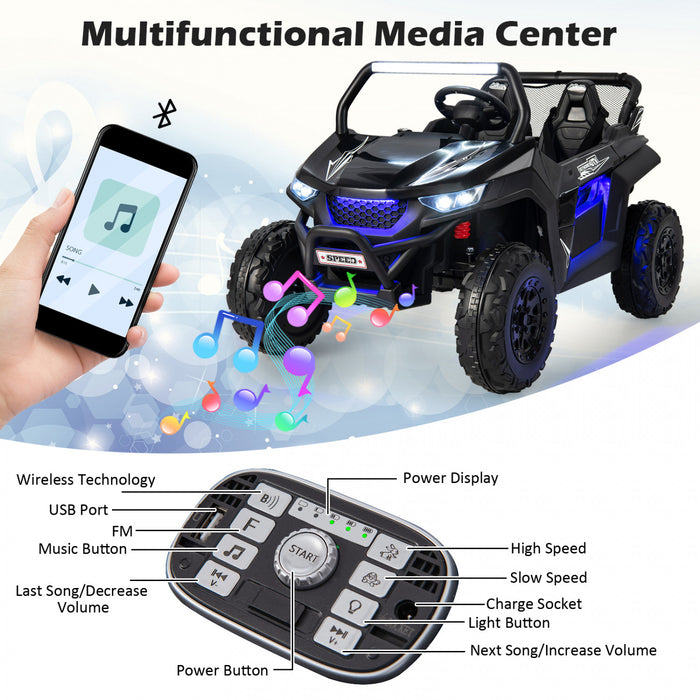 Costway 12v 2-seater Kids Ride On Utv Rc Electric Vehicle Suspension With Lights & Music
