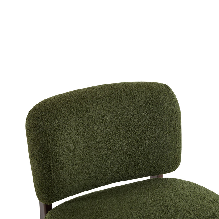 Coco Modern Boucle Lounge Chair with Solid Wood Frame, Green