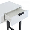 Horizon Modern Console Table with Geometric Drawers and Gold Frame, White/Black | Horizon Table Console Moderne avec Tiroirs Geometriques et Cadre Dore, Blanc/Noir