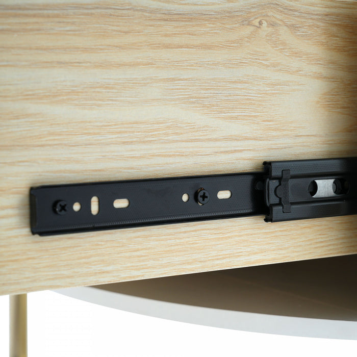 Nelson 31.5\" Modern Round Coffee Table With 2 Storage Drawers, Off White