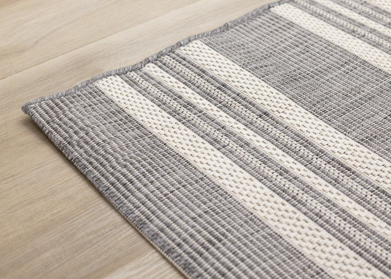 Jackson Cream Taupe Banded Stripes Rug, 5'3\" x 7'7\" Outdoor Area Rug