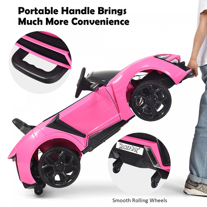 Costway 12v Kids Ride On Car 2.4g Rc Electric Vehicle W/ Lights Mp3 Openable Doors Pink
