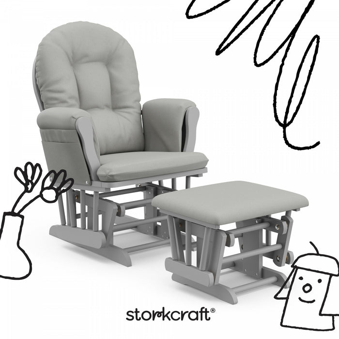 Storkcraft Hoop Glider and Ottoman - Pebble Gray/Light Gray