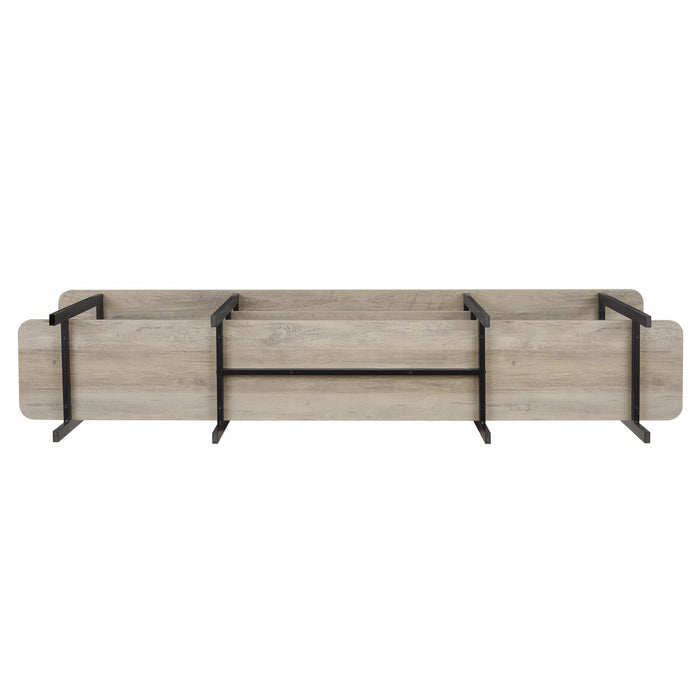 Celine Contemporary Modern 71\" Console Table in Rustic Gray (3-Shelf)