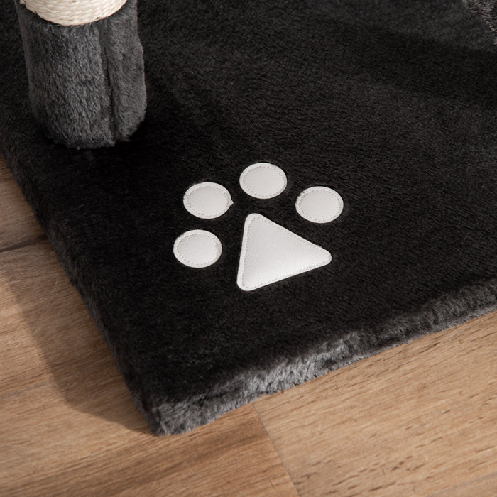 Pawhut 94\"-102\" Huge Cat Tree Ceiling High Cat Condo Scratching Post Activity Center Multi-level Play House Dark Grey