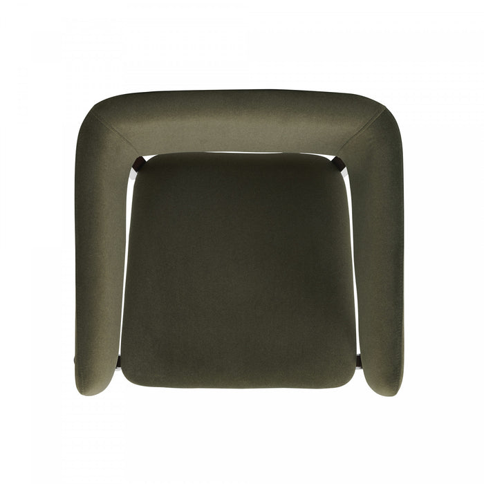 Blake Modern Faux Mohair Wood Armchair in Green - Set of 4 Dining Chair