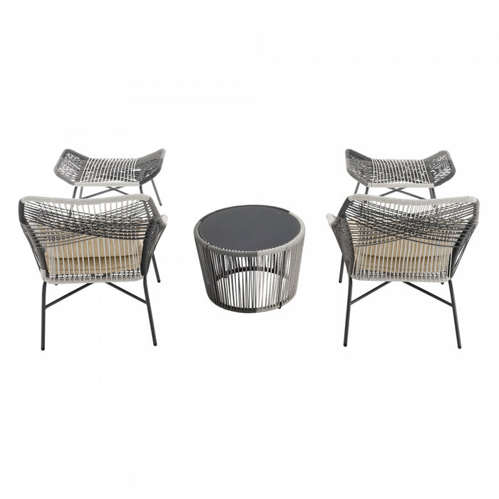 Ashland Modern 5-Piece Conversation Set in Cream