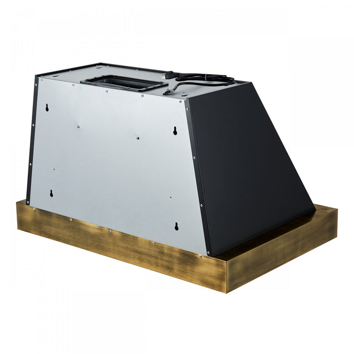 Forno Vittorio 36-Inch Wall Mount Range Hood, Black with Antique Brass Trim- FRHWM5078-36BLK