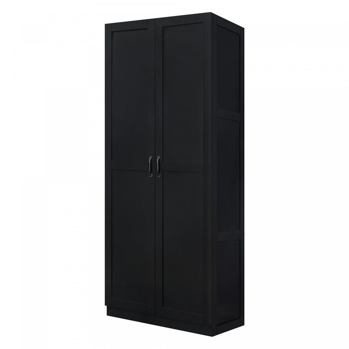 Hopkins Modern 30\" Storage Cabinet in Black (7-Shelf) - Set of 2 Armoire