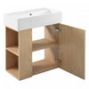 Camille Floating Bathroom Vanity with Ceramic Sink and Left Side Storage, Natural | Camille Meuble de salle de bain flottant avec vasque en ceramique et rangement cote gauche, Naturel
