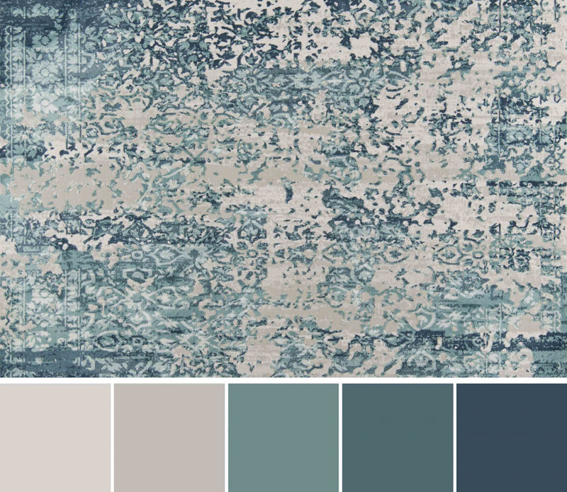 Delphine Traditional 7'9\" x 9'10\" Area Rug in Blue Indoor Area Rug