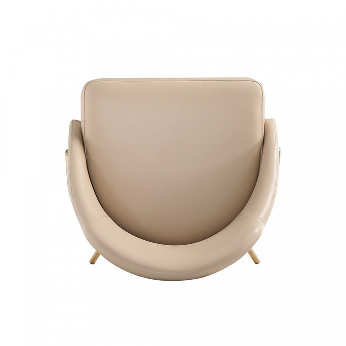 Gracie Modern Vegan Leather Metal Dining Chair in Tan and Gold - Set of 4