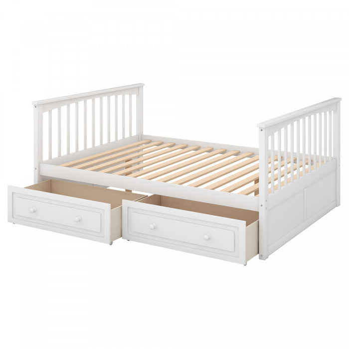 Brady Solid Wood Convertible Full Bunk Bed With Drawers, White