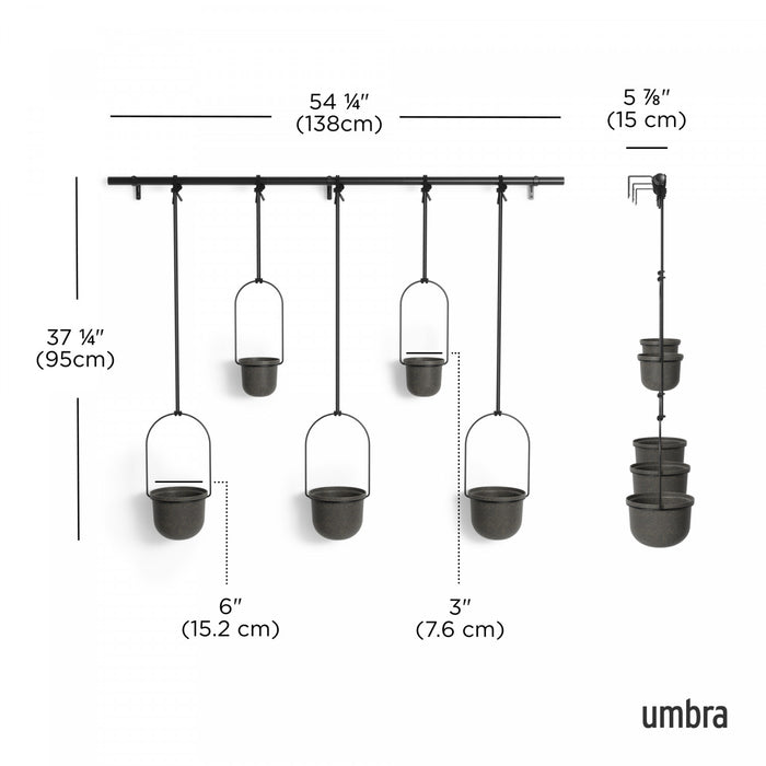 Umbra Black Triflora Hanging Planter - Set of 5