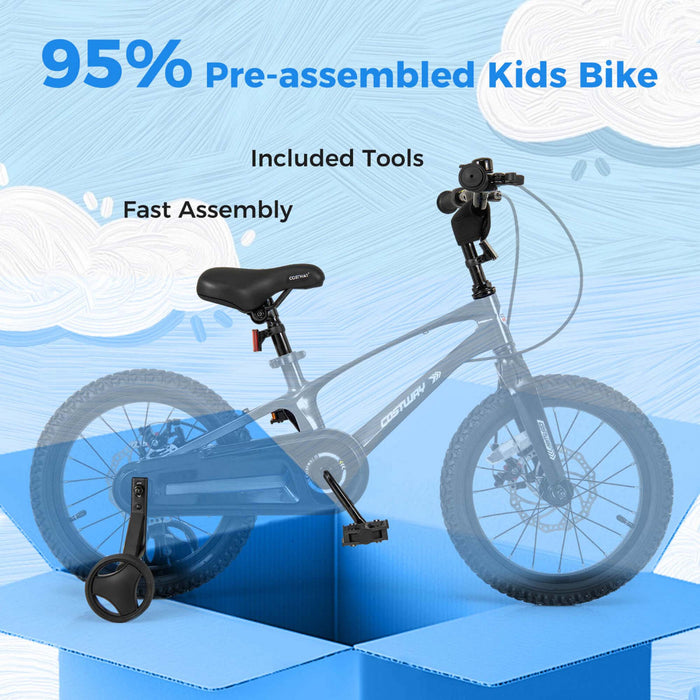 Costway 16\" Kid's Bike With Adjustable Handlebar & Saddle Dual Disc Brakes Black