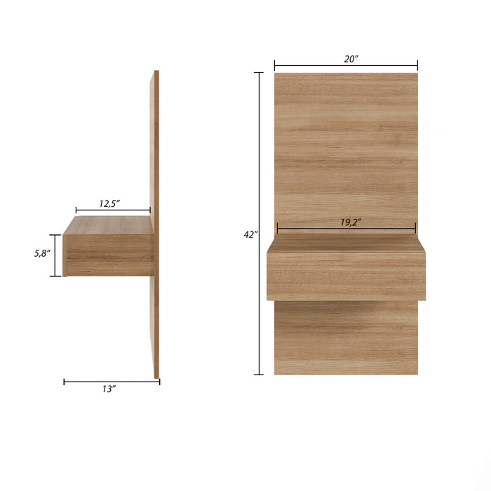 Nordika Milano Floating Nightstand Extension Panel Set Of 2 - Brown Oak